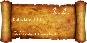 Kubatov Lili névjegykártya