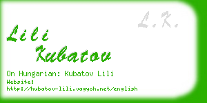 lili kubatov business card